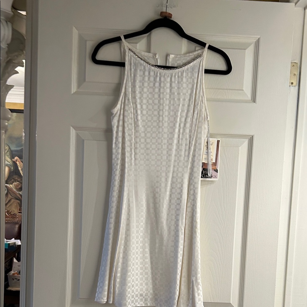 Jessica McClintock White Textured Mini Dress